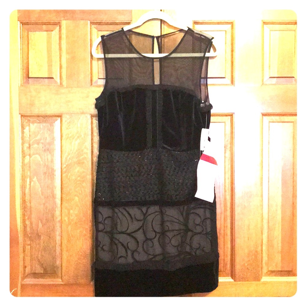 Beautiful Black Mixed Media Dress NWT